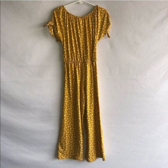 Kid's Heart & Arrow Mustard Yellow Floral Print Jumpsuit - Picture 8 of 9